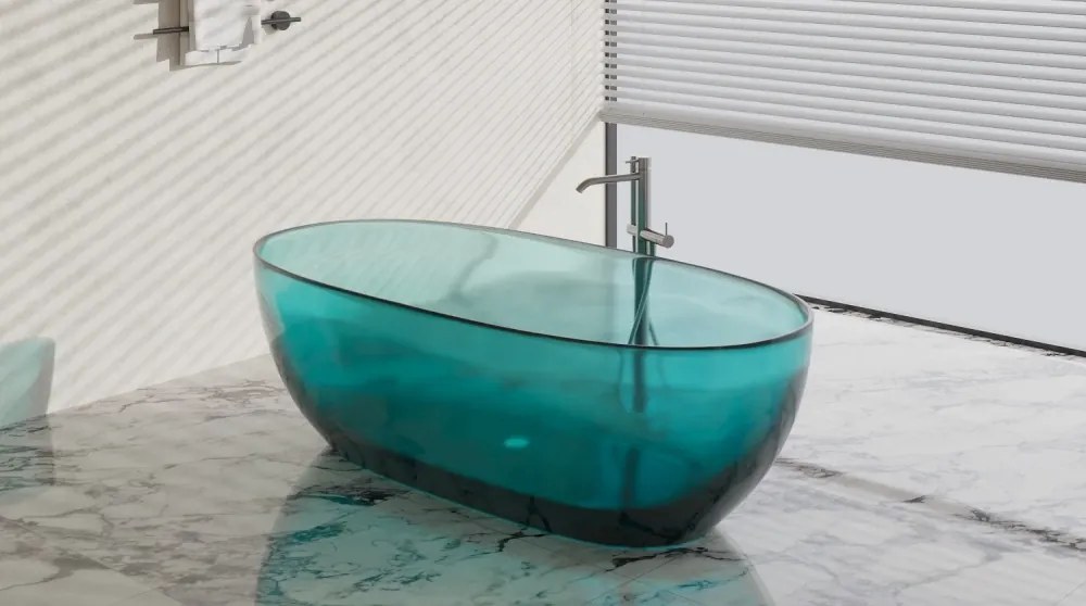 Cada Freestanding AquaVibe Crystal 170, Ovală, Transparentă, 170 cm