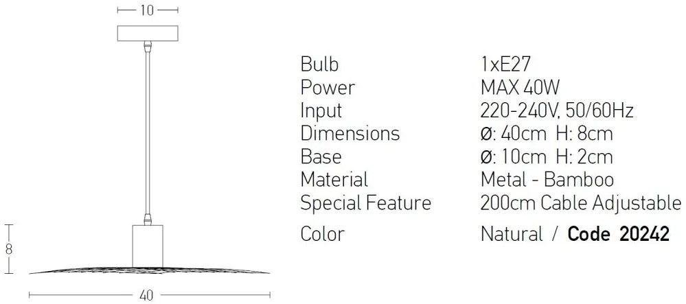 Pendul design modern Heidi natur 40cm