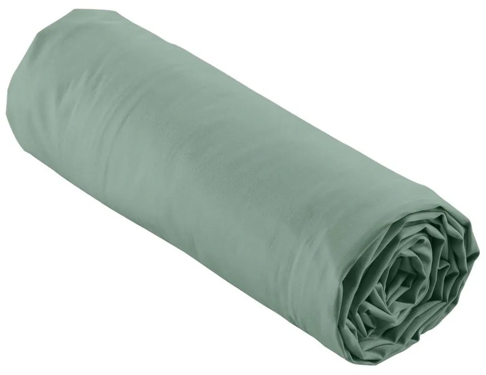 Cearceaf verde din bumbac percal cu elastic 160x200 cm Percaline – douceur d'intérieur