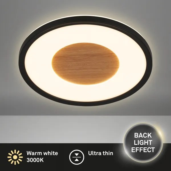 Brilo - Lampă LED de tavan SUFIT WOOD, 18W, 230V, 3000K, Ø 29 cm