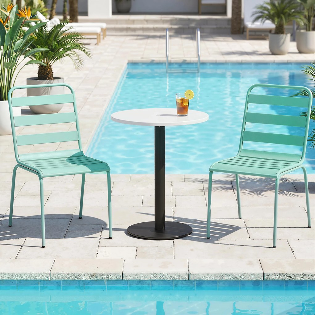 Outsunny Set de 2 Scaune de Grădină Empilabile din Metal pentru Terasă, Balcon, Grădină, Verde | Aosom Romania