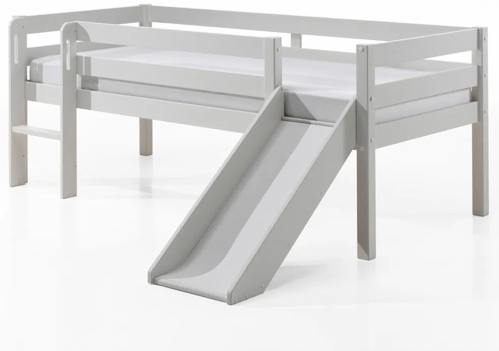 Pat Pino pentru copii cu tobogan, alb, 90x200 cm, înălțime 85 cm – Vipack