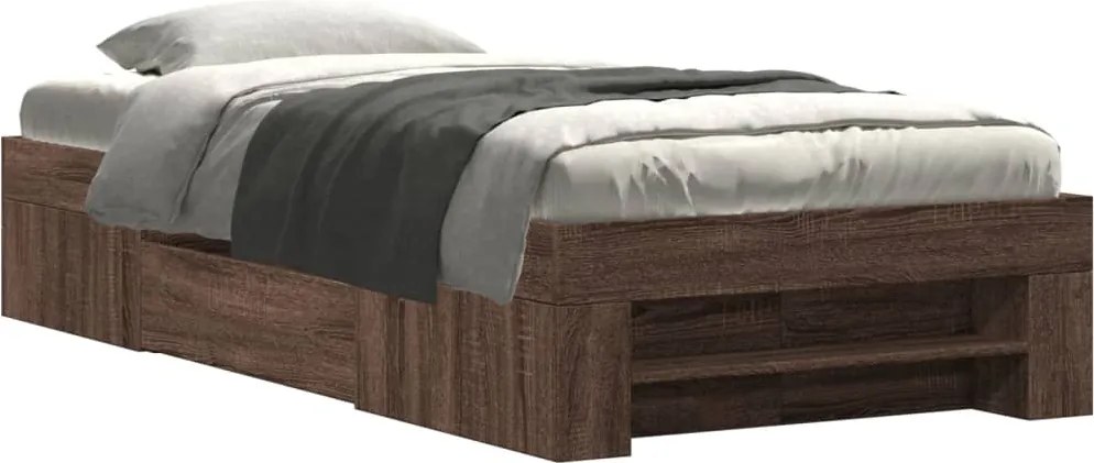 vidaXL Cadru pat fără saltea stejar maro, 90x200 cm, lemn prelucrat