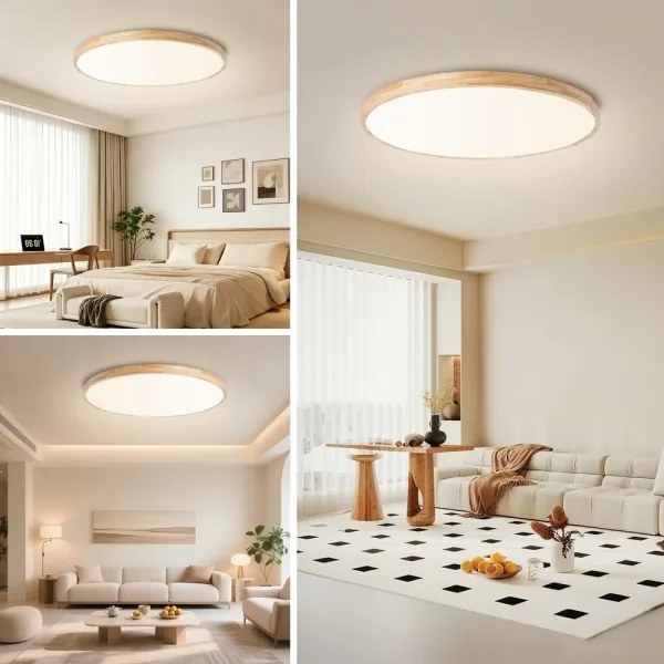 Brilagi - Lampă LED dimabilă WOODLINE, 128W, 230V, 3000-6000K, stejar, diametru 100 cm + telecomandă