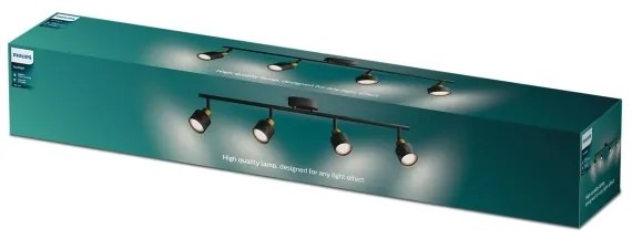 Spot Philips NIALL 4xGU10/5W/230V negru/alamă