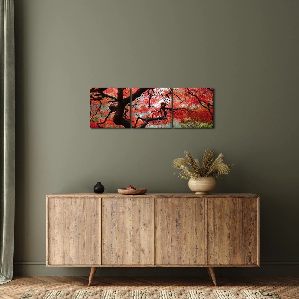 Tablou - Arțarul japonez roșu, Portland, Oregon (cu ceas) (90x30 cm)