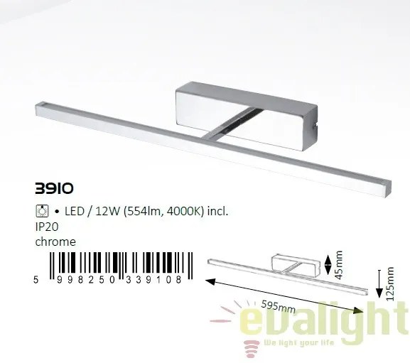 Aplica de perete LED pentru tablou, oglinda, L-59,5cm, Picture slim 3910 RX