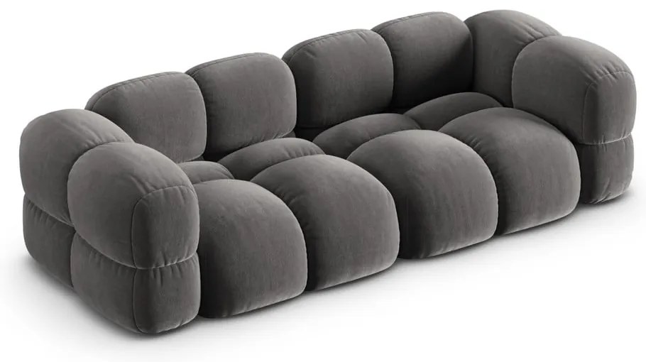Canapea gri cu tapițerie din catifea 250 cm Loretto – Cosmopolitan Design