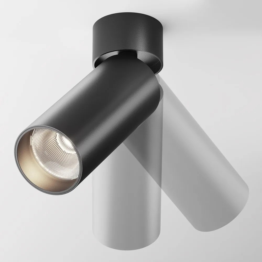 Spot LED aplicat directionabil, dimabil, design tehnic Focus negru, 4000K