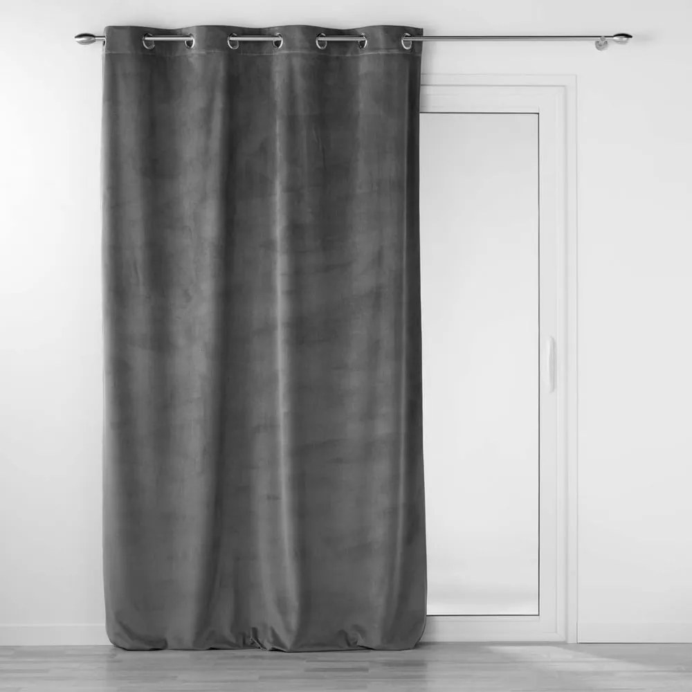 Draperie gri antracit din catifea 140x260 cm Velouriane – douceur d'intérieur