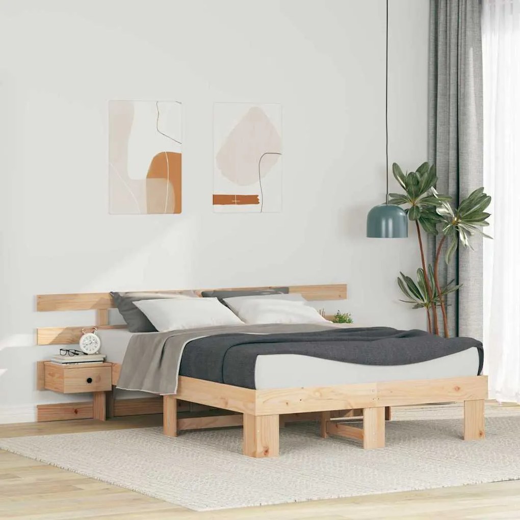 vidaXL Cadru de pat cu sertar Maro 120 x 190 cm Lemn masiv de pin