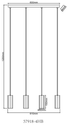 Lustră pe cablu Globo 57918-4HB JAMES 4xGU10/25W/230V negru