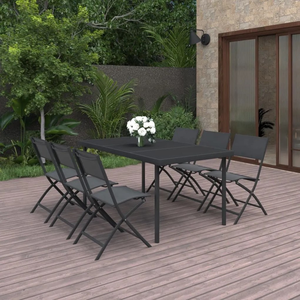 3073505 vidaXL Set mobilier de exterior, 7 piese, oțel