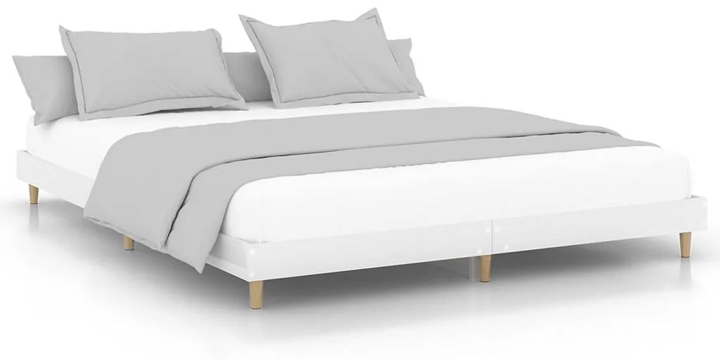 832047 vidaXL Cadru de pat, alb extralucios, 120x200 cm, lemn prelucrat