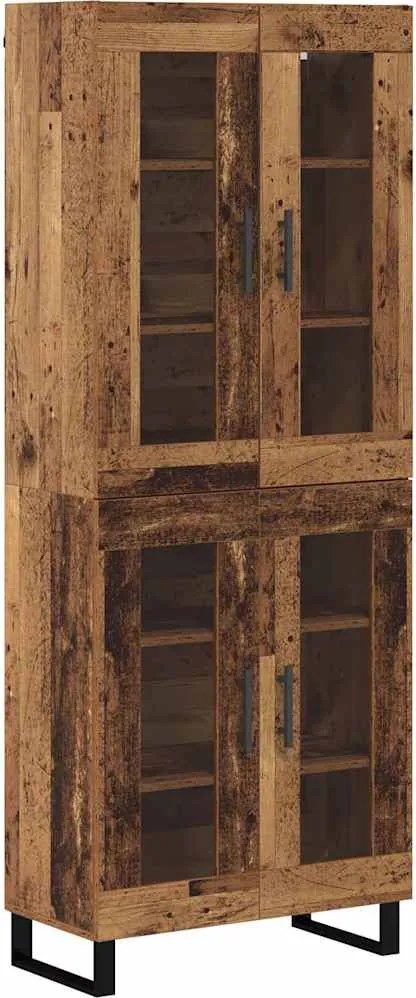 vidaXL Bufet 2 pcs Lemn Vechi Lemn Stratificat și Sticlă