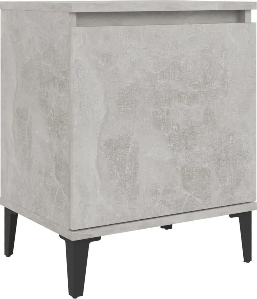 vidaXL Noptieră cu picioare metalice, gri beton, 40x30x50 cm