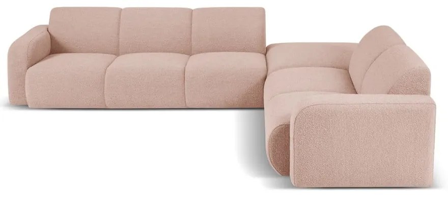 Colțar roz cu tapițerie din stofă bouclé (colț dreapta) Molino – Micadoni Home