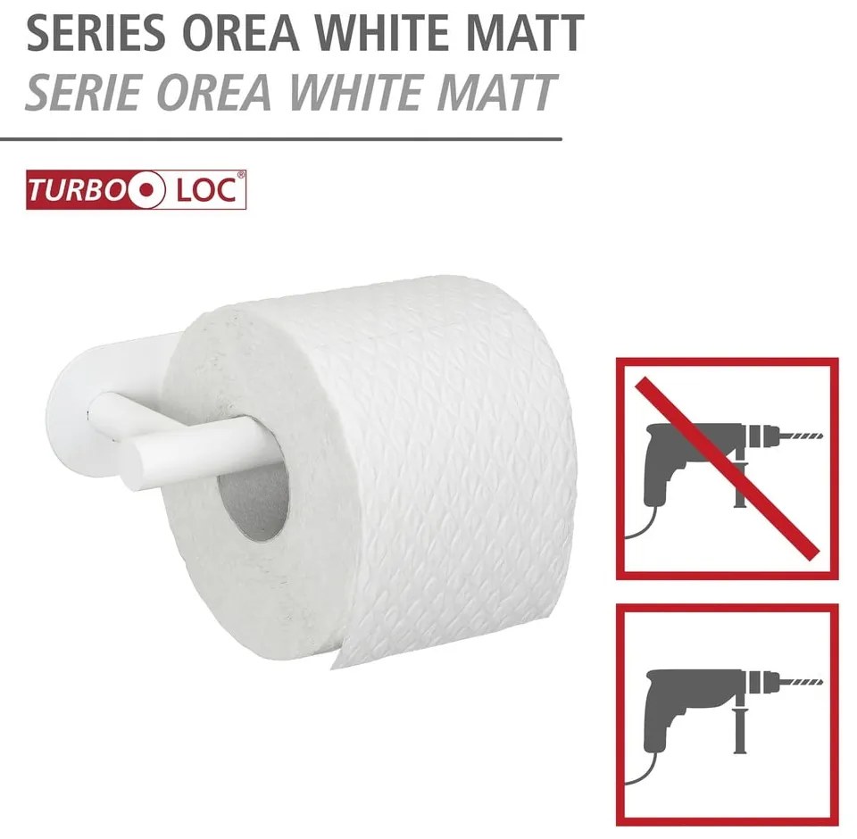 Suport pentru hârtie igienică alb autoadeziv din oțel inoxidabil Orea – Wenko