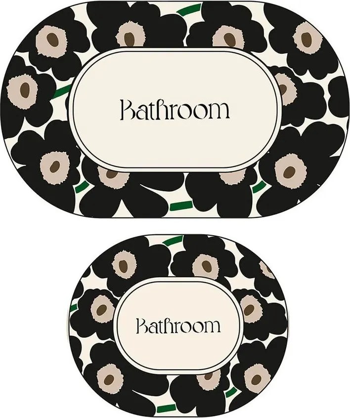 Covorașe de baie negre/bej 2 buc. 60x100 cm Oweld – Foutastic