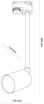 Lustră pe tijă pentru sistem de șină TOP 1xGU10/10W/230V alb