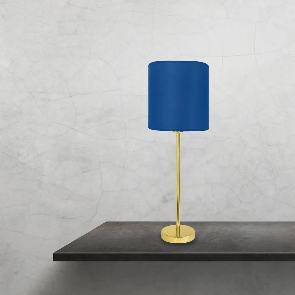 Lampa de masa din alama cu abajur albastru Sofis