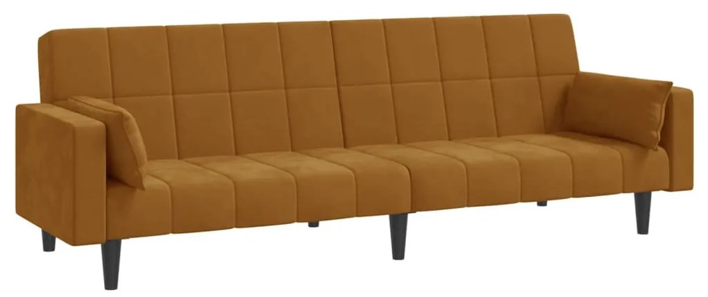 337521 vidaXL Canapea extensibilă cu 2 locuri, 2 perne, maro, catifea