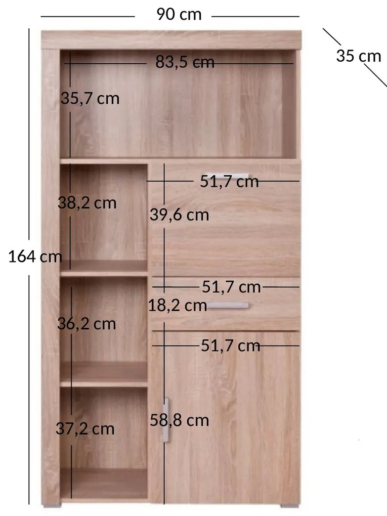 Raft Dalila 1D1S1B (Stejar sonoma). 1052838