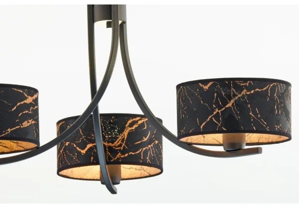 Jupiter 2106 - Lustră cu lanț ARTHUR, 3xE27/15W/230V, negru/portocaliu, decor marmură