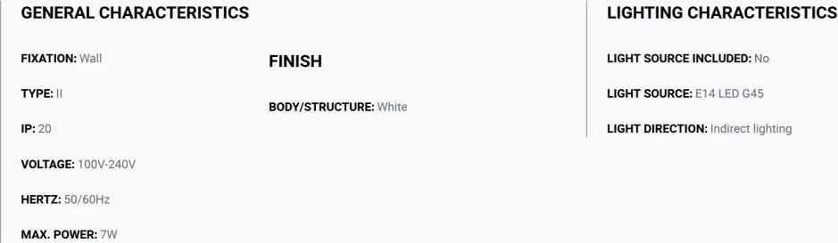 Aplica de perete iluminat ambiental TRAMA 2L alb