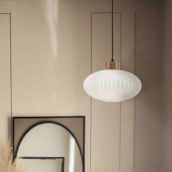 Lustră pe cablu HARMONY 1xE27/15W/230V d. 30 cm alb/stejar