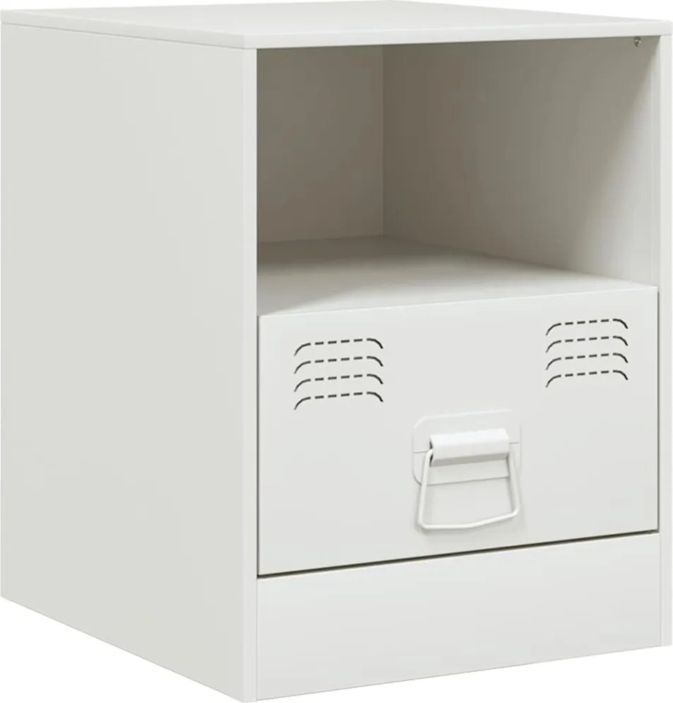 vidaXL Noptieră, alb, 34,5x39x44 cm, oțel