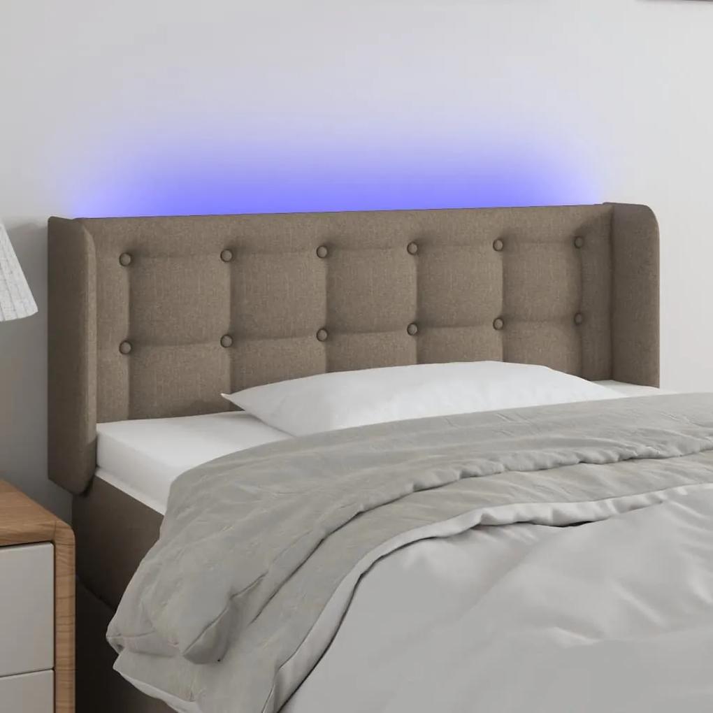 3123648 vidaXL Tăblie de pat cu LED, gri taupe, 83x16x78/88 cm, textil