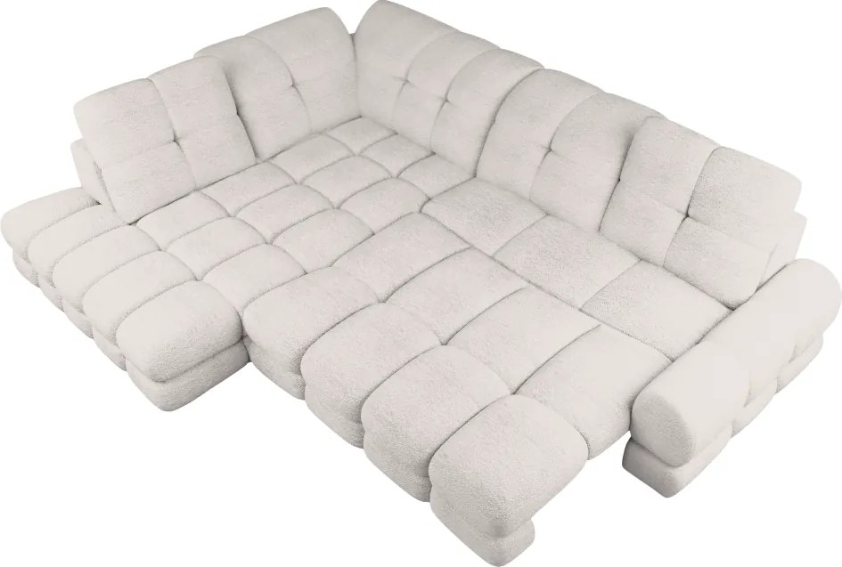 Set canapea extensibilă cu funcţie de extensie electrică, crem, pe stânga, TOLLO L ROH