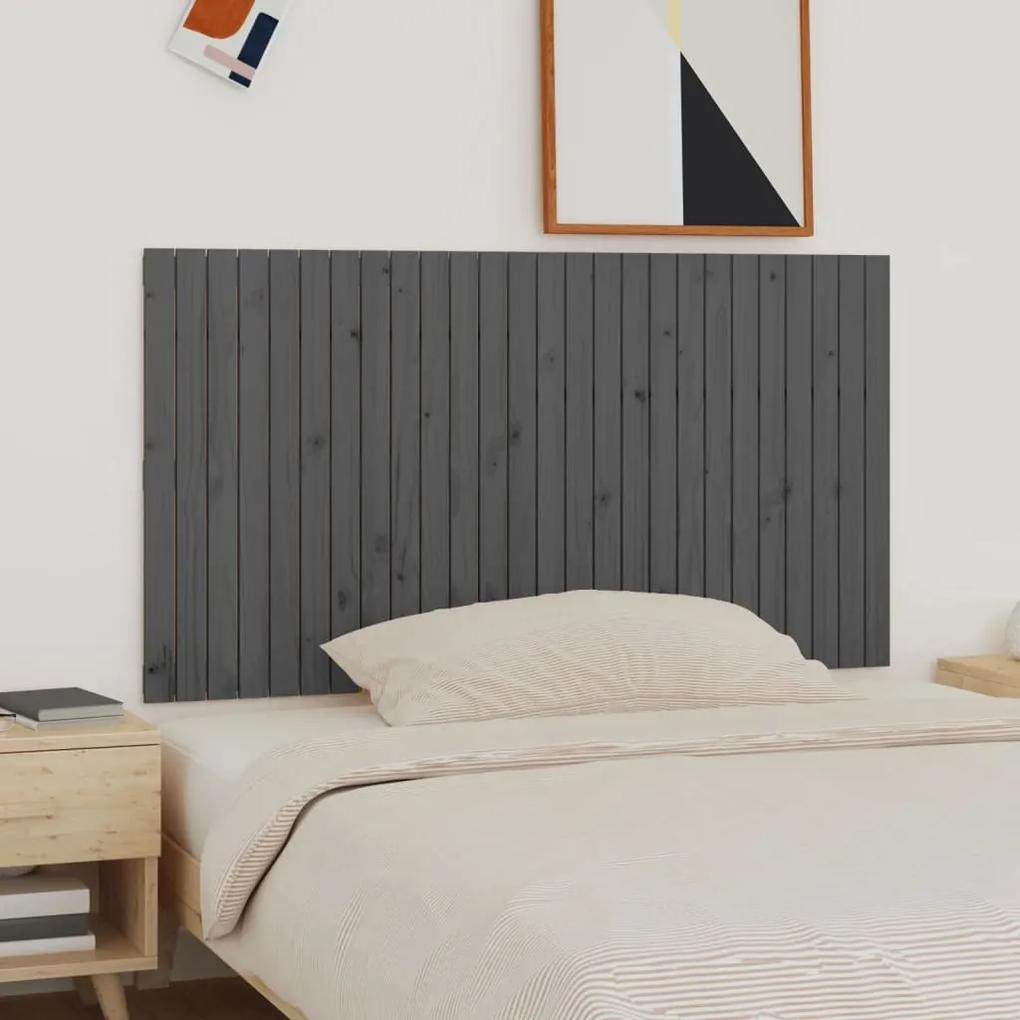 824910 vidaXL Tăblie de pat pentru perete, gri, 166x3x90 cm, lemn masiv pin
