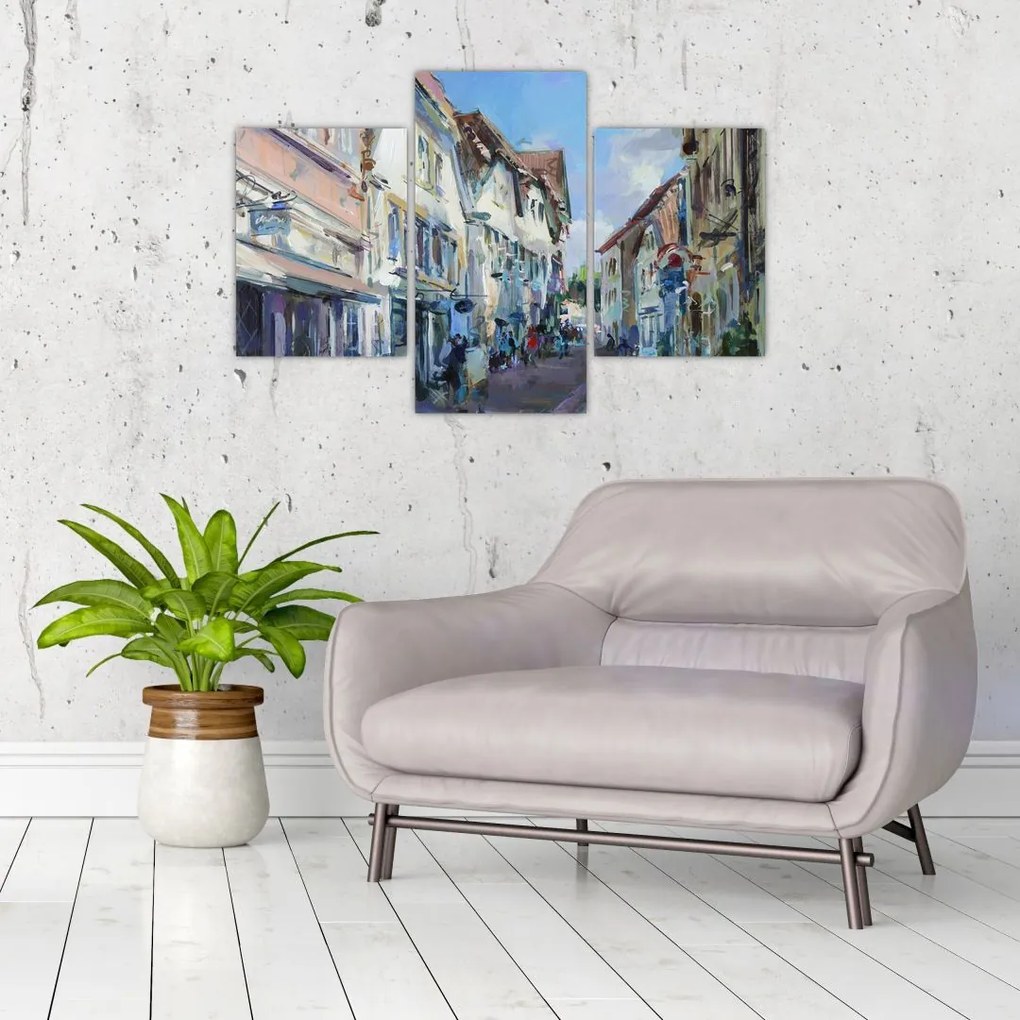 Tablou - Strada orașului vechi, pictură acrilică (90x60 cm)