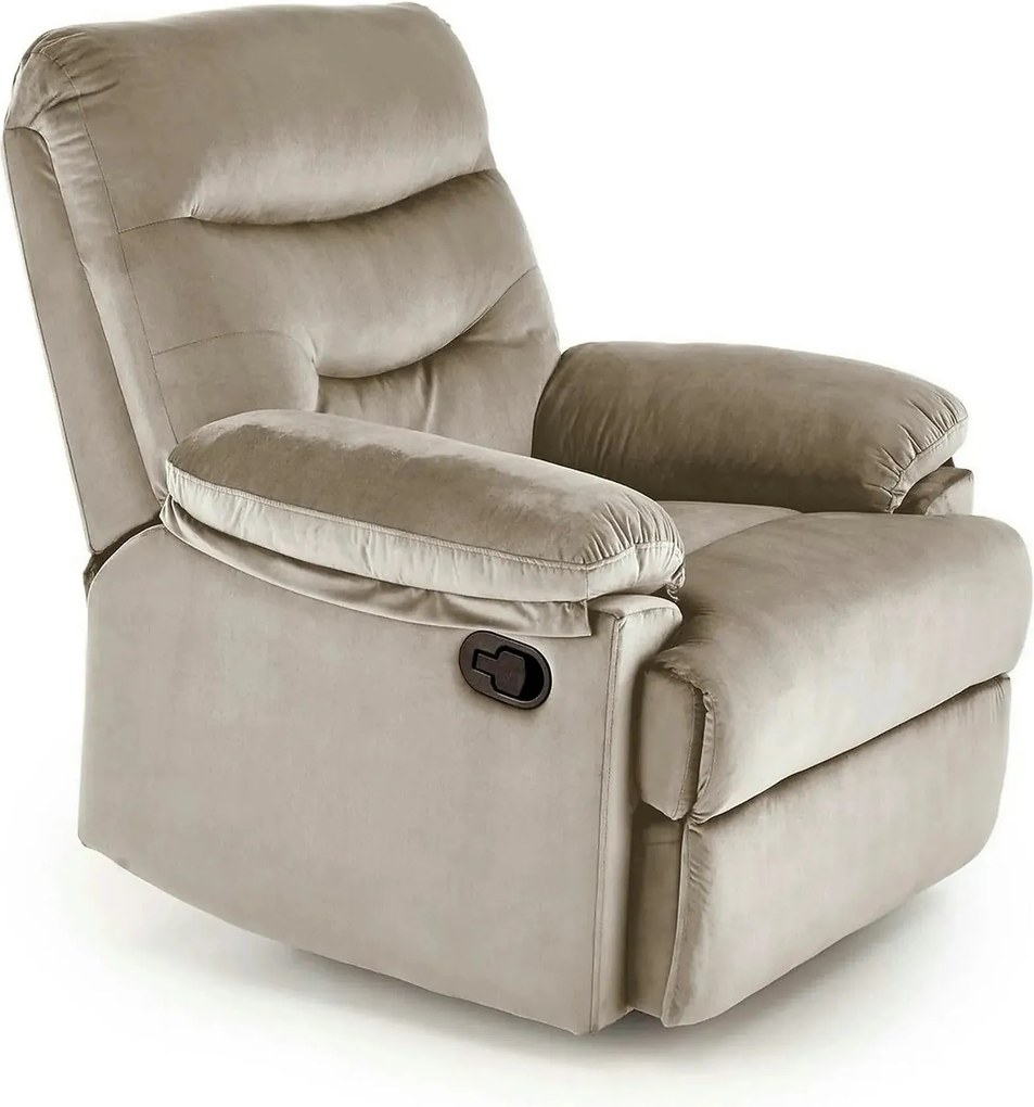 Fotoliu cu recliner DRAGER, bej/negru, stofa catifelata/metal, 88x90/1