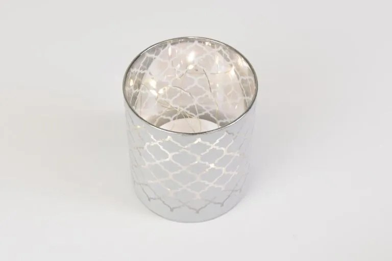 Set de felinare decorative, sticlă albă, microLED, fără flac