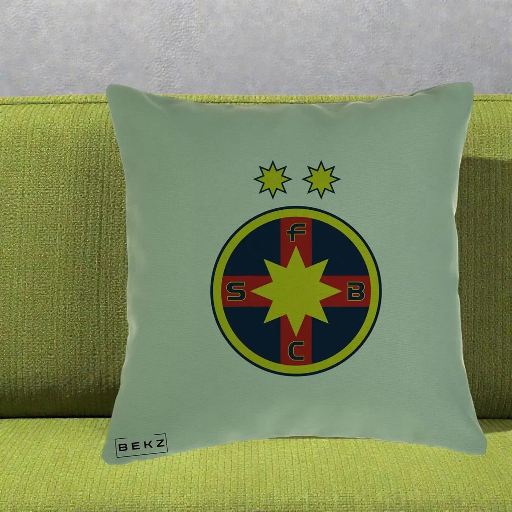 Perna Personalizata FCSB Fotbal Club Steaua Bucuresti, 40x40 cm, Verde, Husa Detasabila, Perna Inclusa, BEKZ®