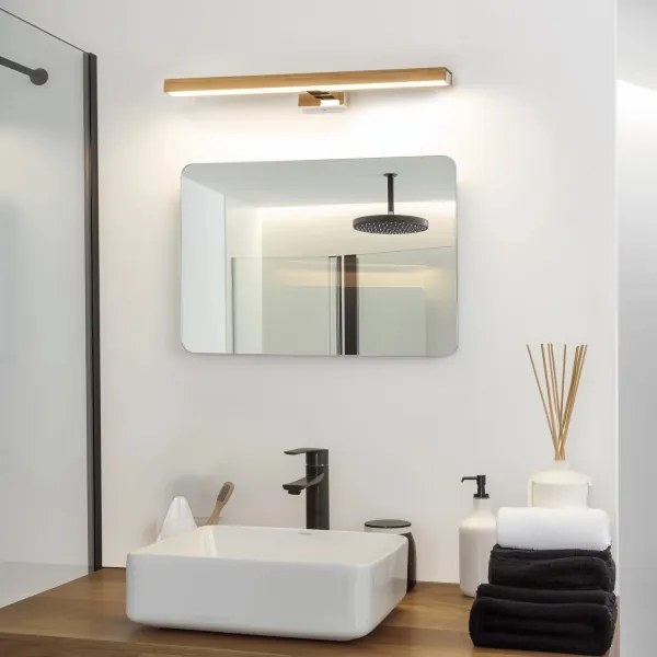 Aplică LED pentru oglindă de baie Brilagi WOODY MIRROR LED/12W/230V IP44 stejar/crom
