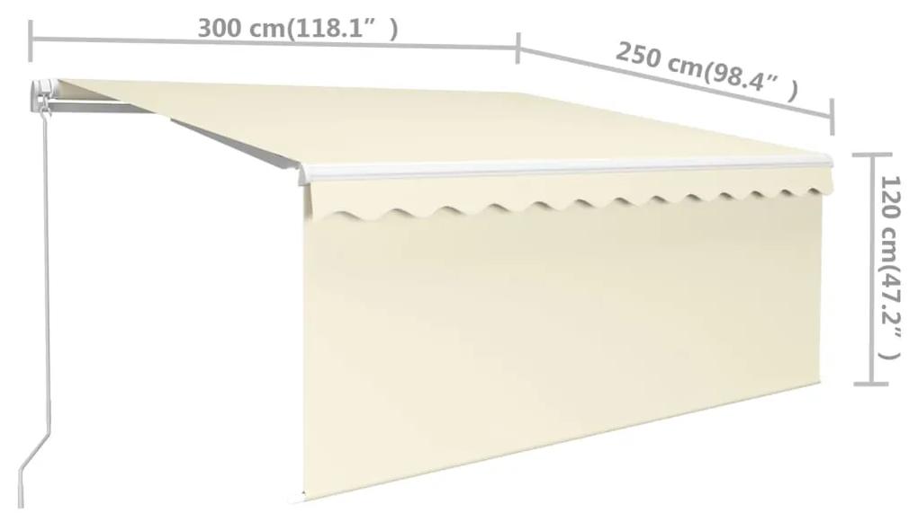 Copertina retractabila manual cu stor, crem, 3x2,5 m Crem, 3 x 2.5 m