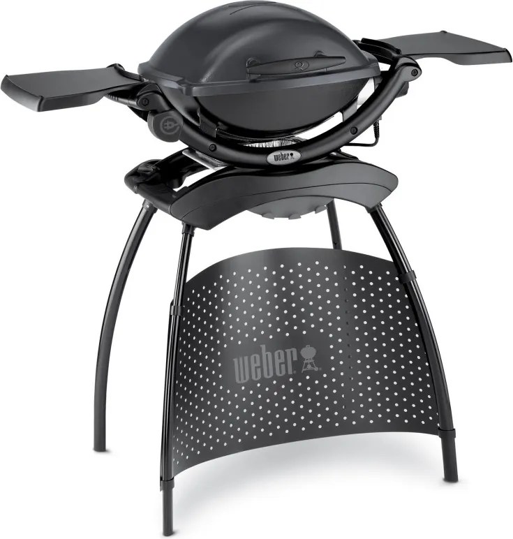 Gratar electric Weber Q2400 WB 55020879, 2200 W, 55x39 cm, Aluminiu turnat, Tava grasimi, Negru