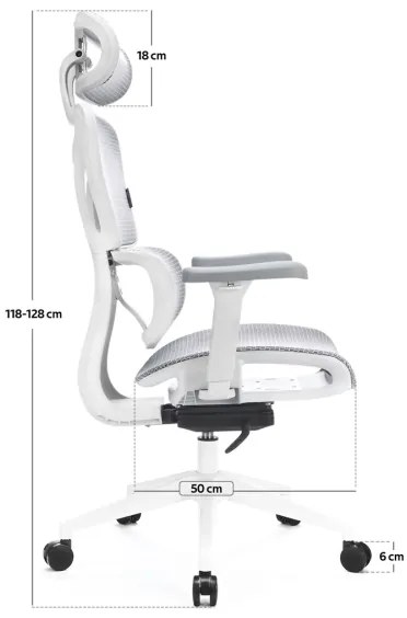 Scaun ergonomic de birou LEVANO gri/alb/negru