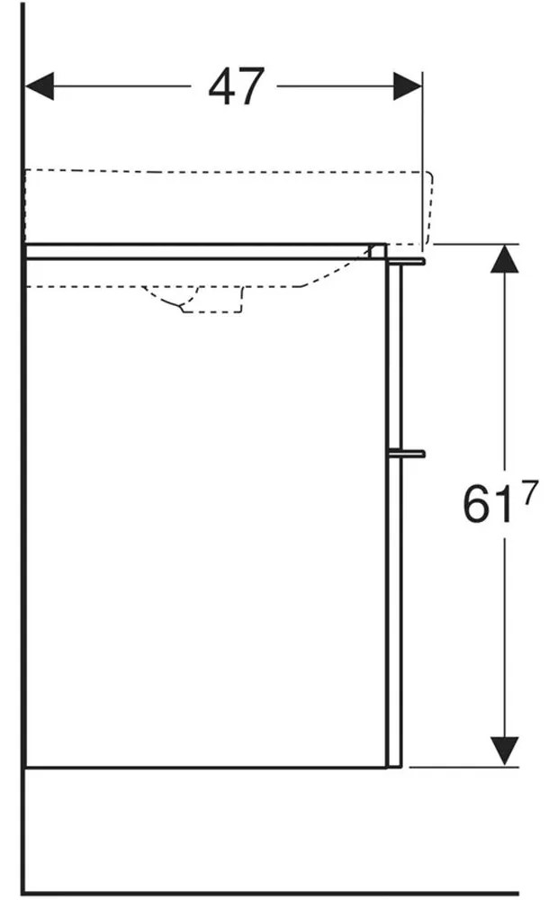 Dulap baie suspendat Geberit Smyle Square pentru lavoar, 120 cm, alb 120 cm