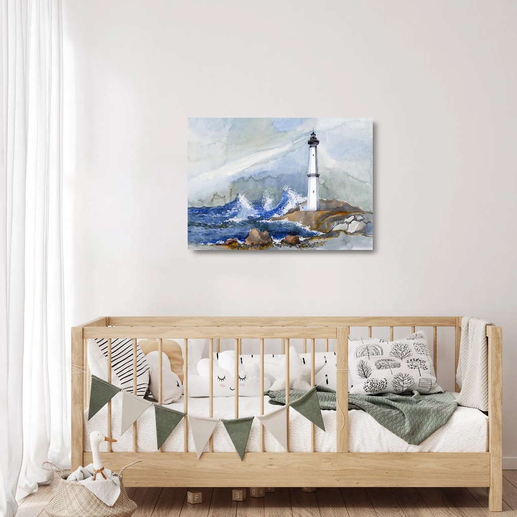 Tablou pe sticlă cu pictura farului (70x50 cm)