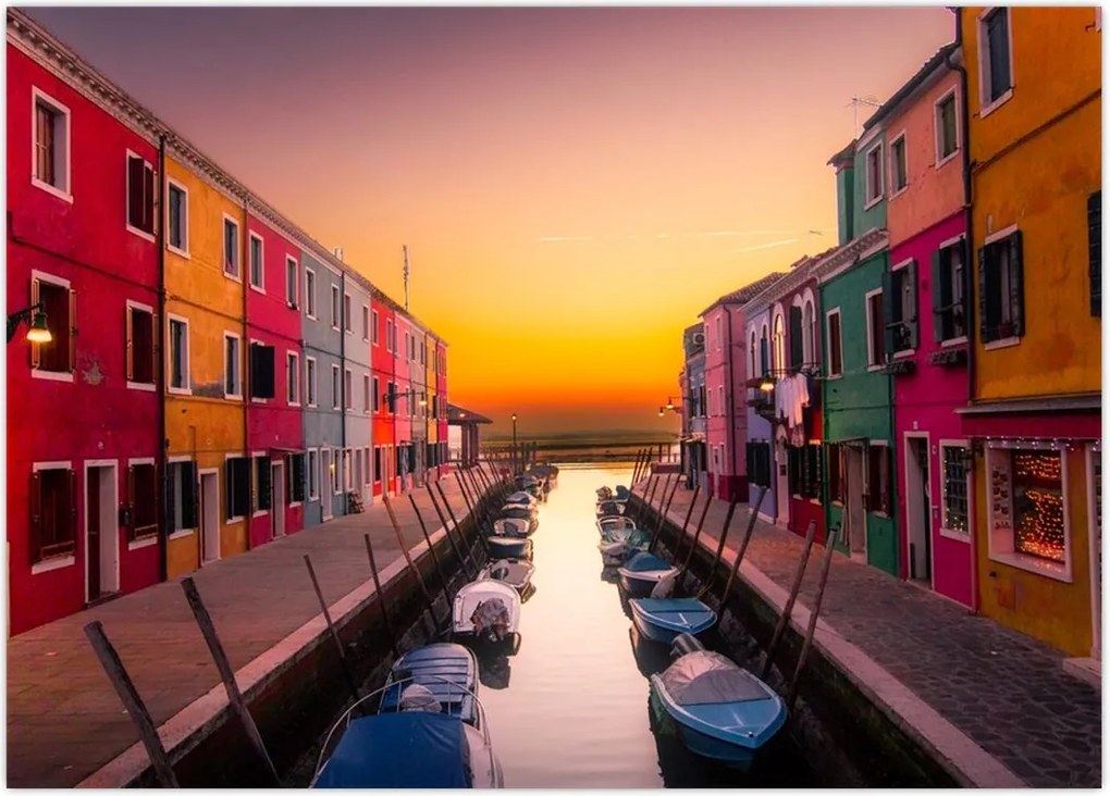 Tablou - Apus de soare, insula Burano, Veneția, Italia (70x50 cm)