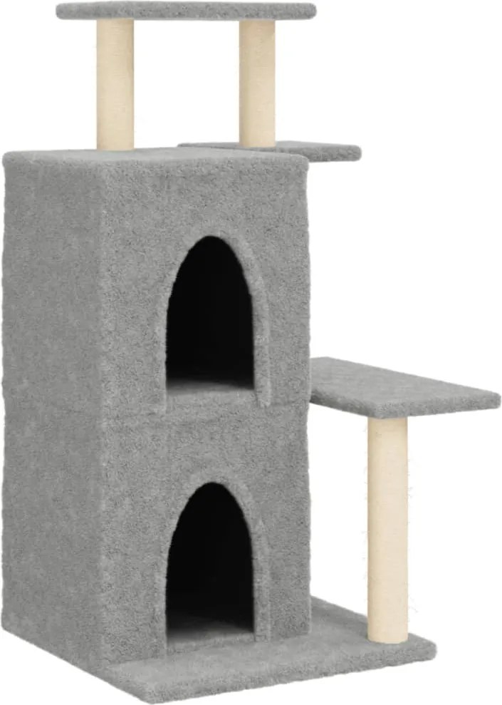 vidaXL Ansamblu pisici, stâlpi din funie sisal, gri deschis, 97 cm