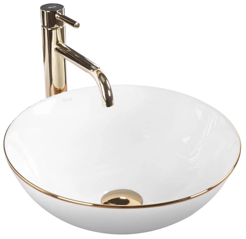 Lavoar Stella alb/auriu L35,5 cm