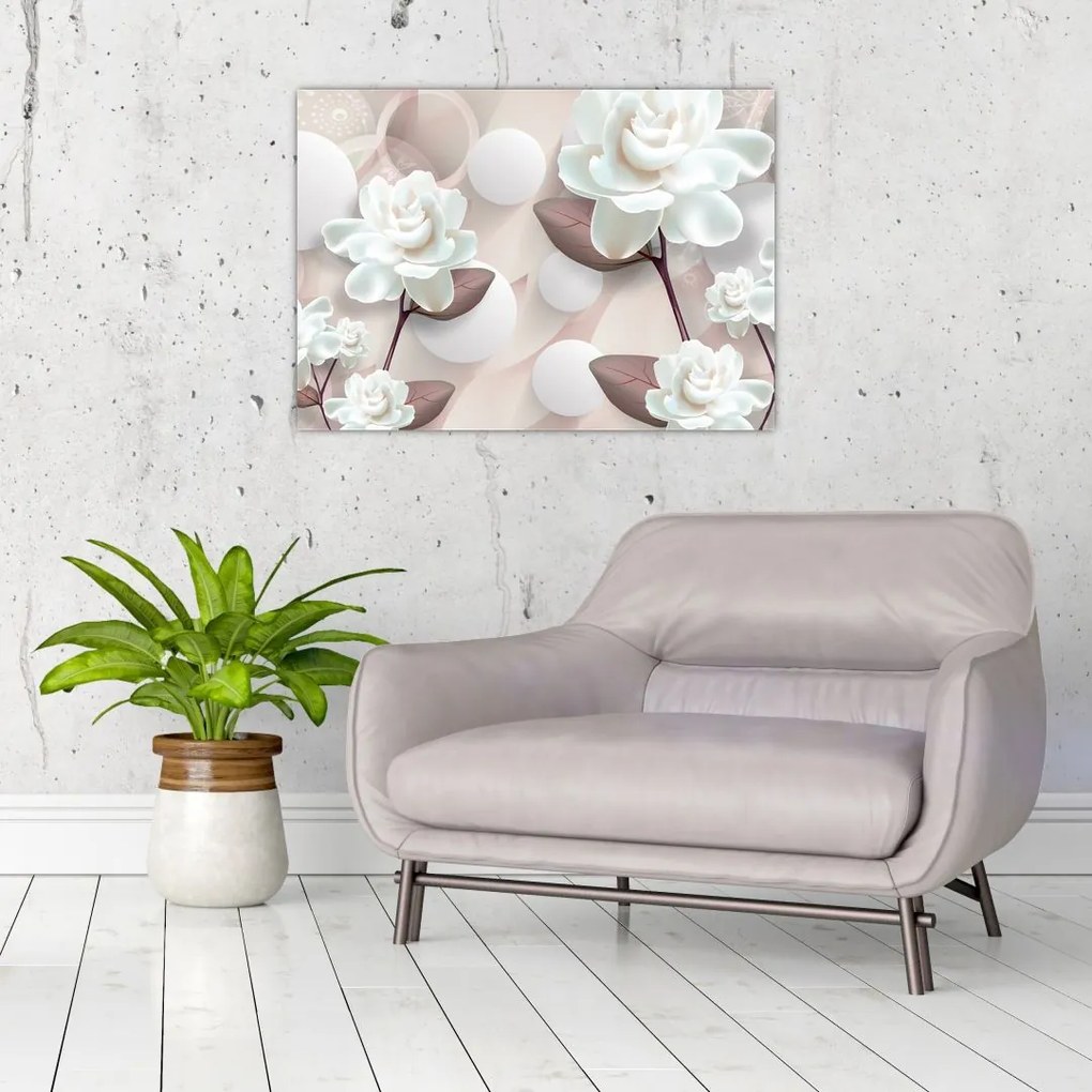 Tablou pe sticlă - Flori de trandafir (70x50 cm)