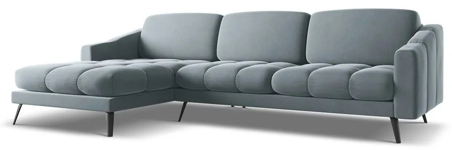 Colțar albastru deschis cu tapițerie din catifea (cu colț pe partea stângă) Nalu – Makamii