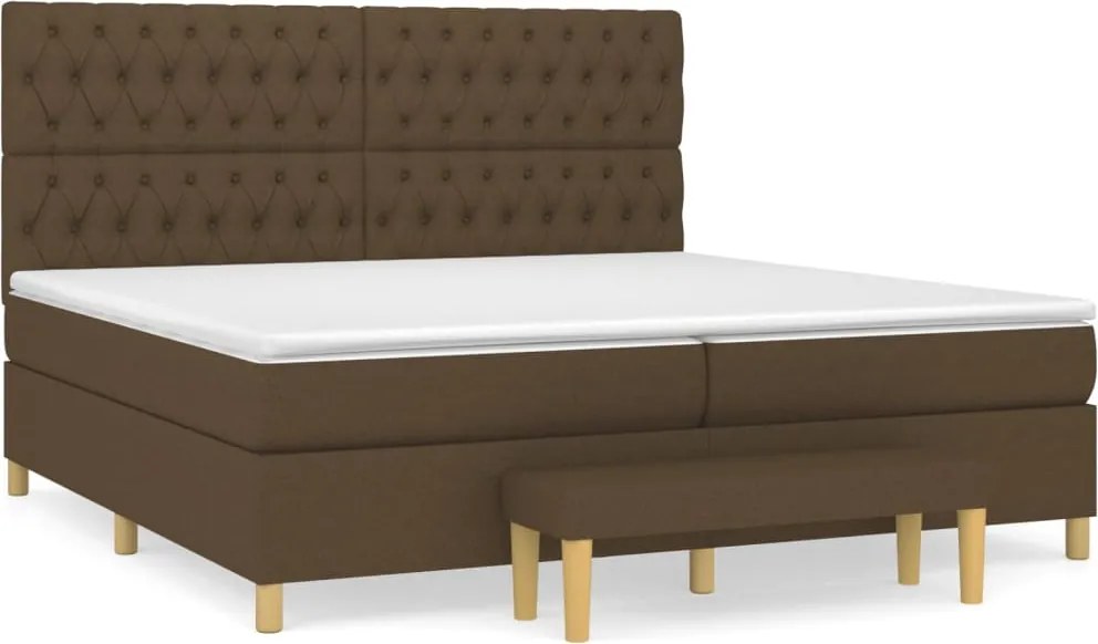 vidaXL Pat box spring cu saltea, maro închis, 200x200 cm, textil
